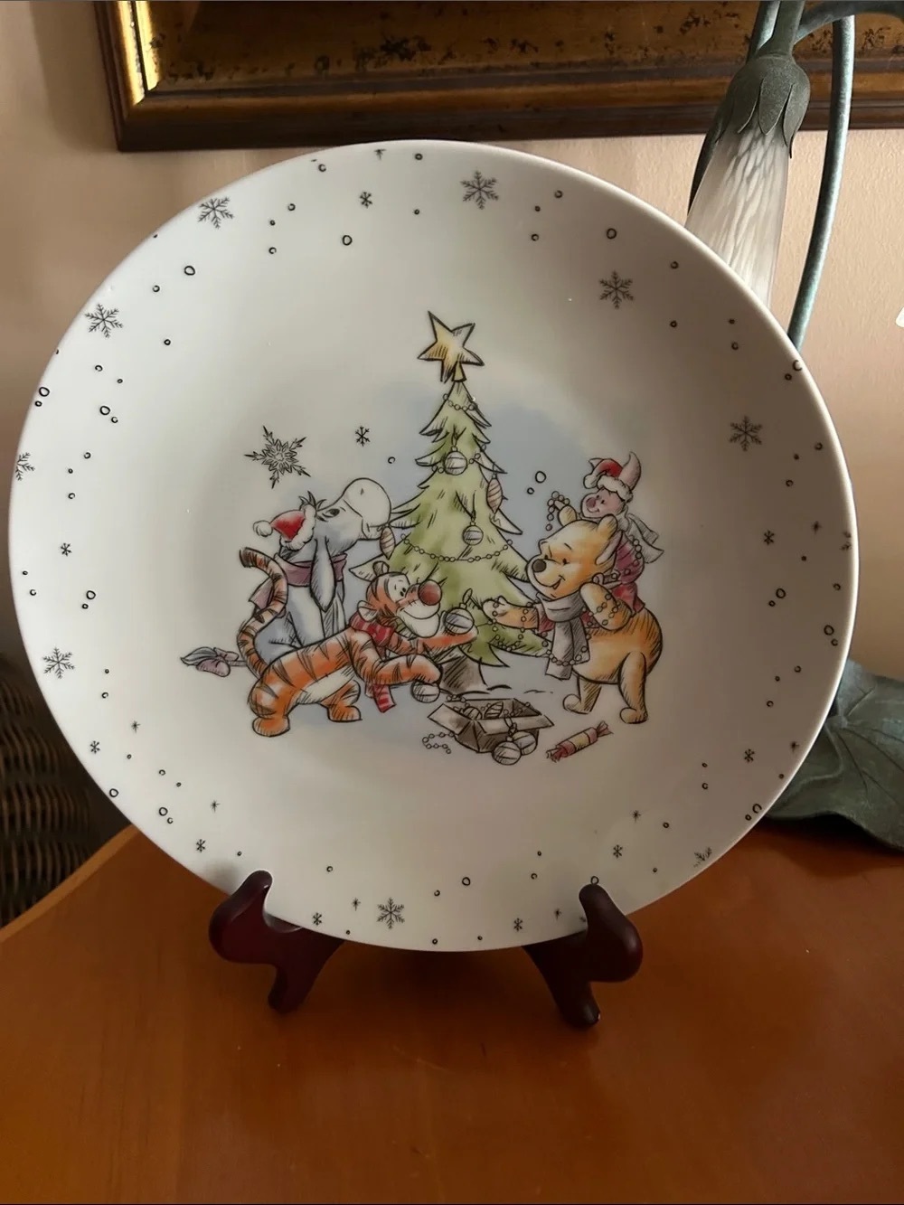 Winnie the Pooh Holiday Decorative Plate - White with Multicolor Illustration